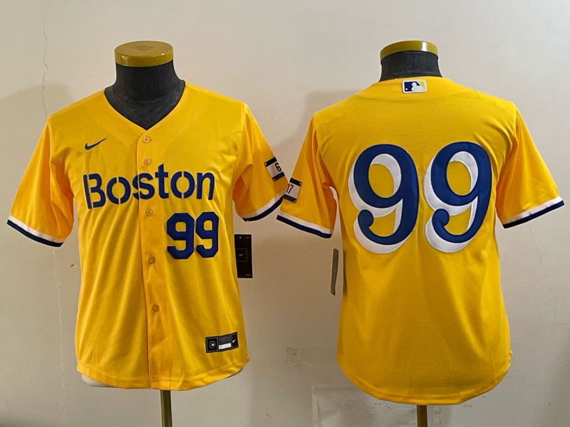 Youth 2025 Boston Red Sox #99 No Name Yellow Nike MLB Jersey 04